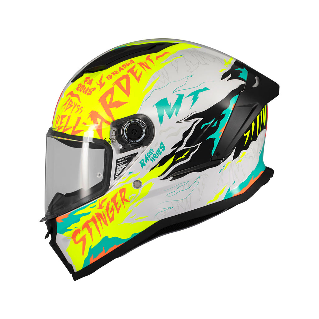 MT Helmets Stinger 2 Ardent — White Yellow Black Gloss (A3) — профил