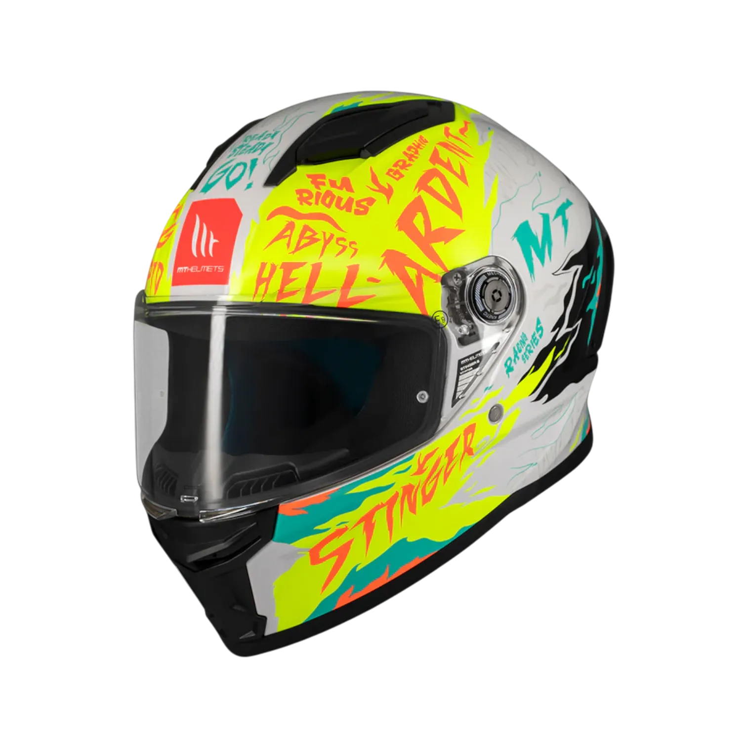 MT Helmets Stinger 2 Ardent — White Yellow Black Gloss (A3)