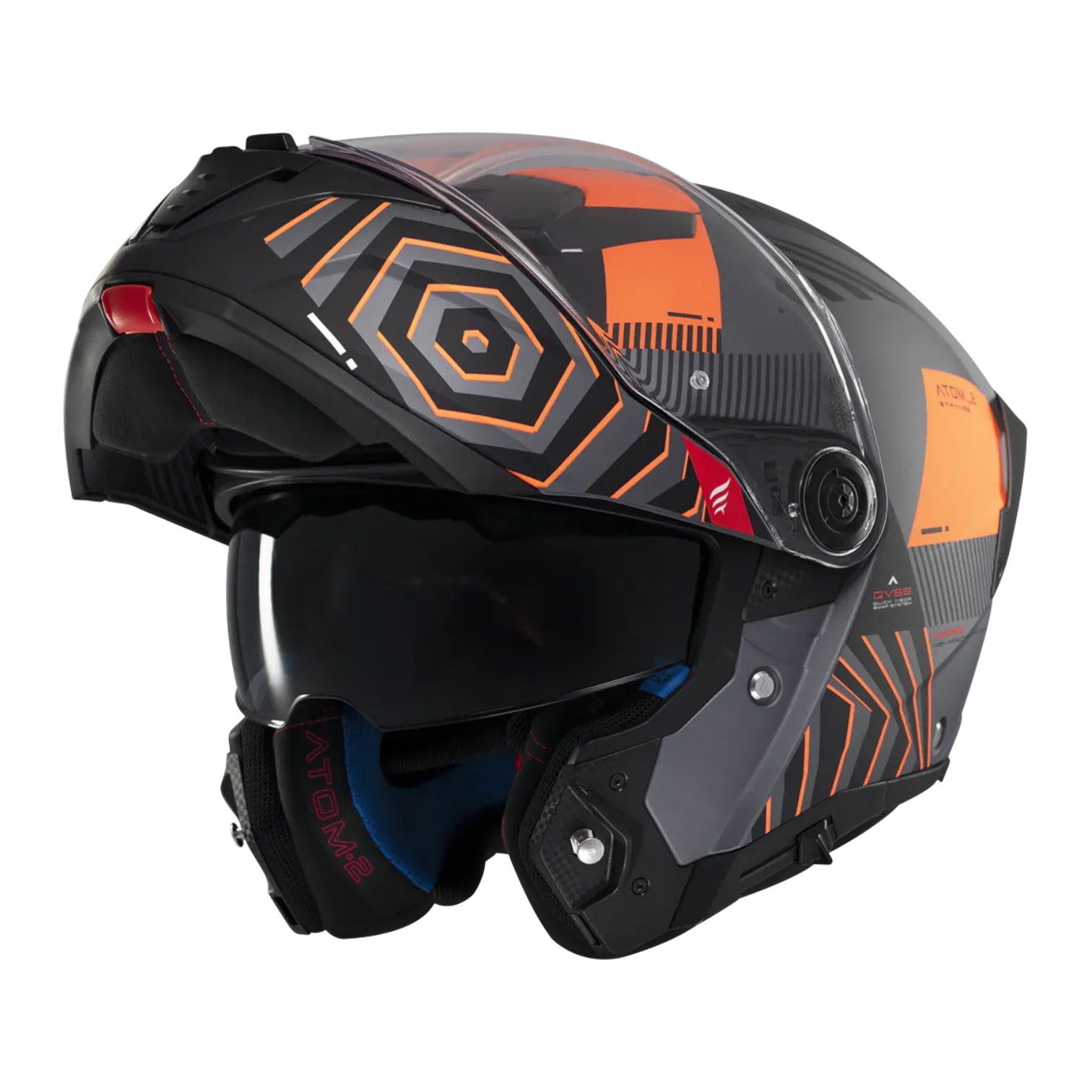 MT Helmets Atom 2 SV Strange — Black Orange Matt (C4)