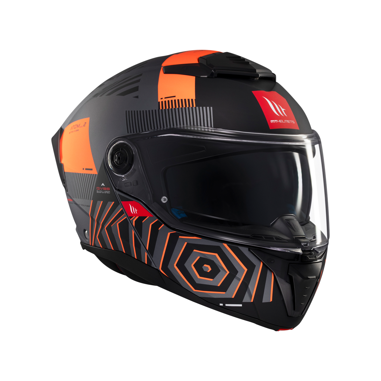 MT Helmets Atom 2 SV Strange — Black Orange Matt (C4) — заден агол