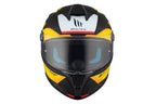 MT Helmets Targo S Kay — Black Yellow Green Matt (B3) — заден агол