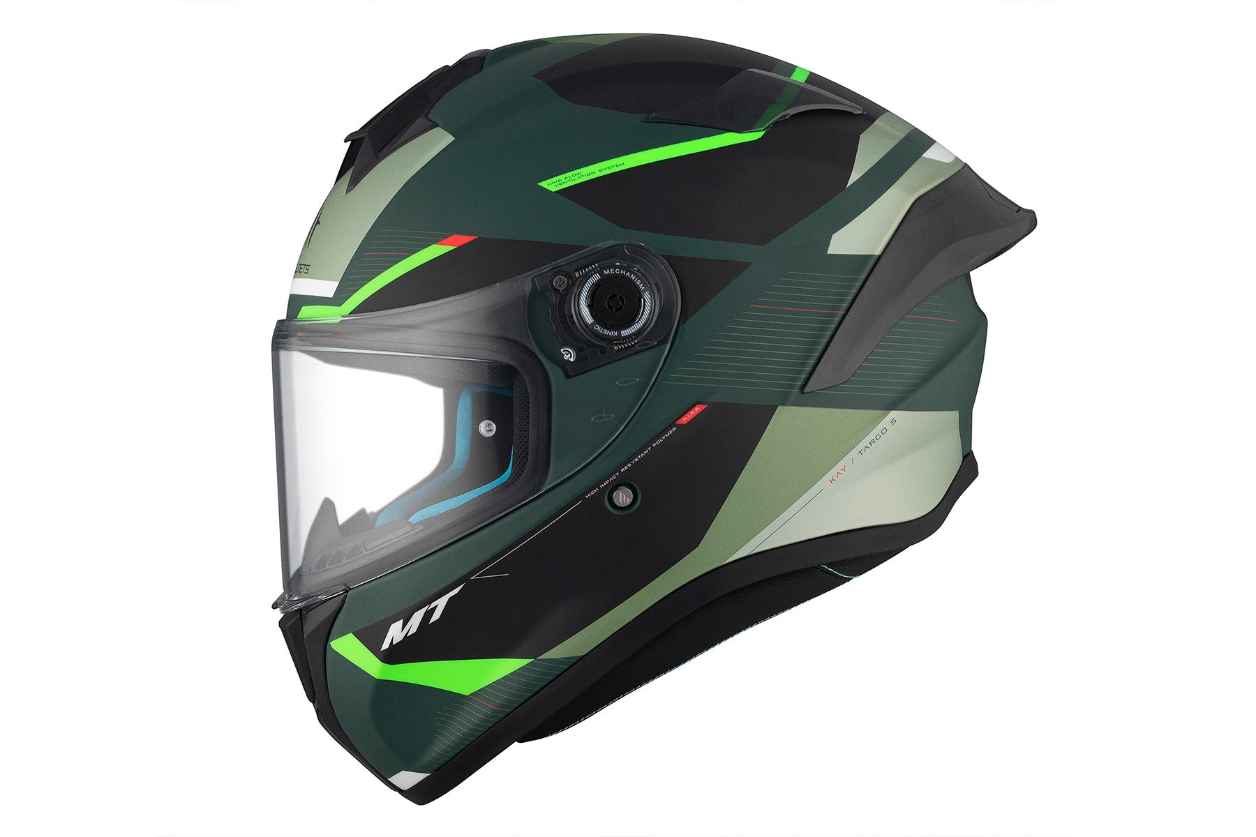 MT Helmets Targo S Kay — Black Green Fluor Matt (C6) — профил