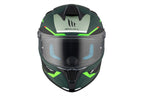 MT Helmets Targo S Kay — Black Green Fluor Matt (C6) — заден агол