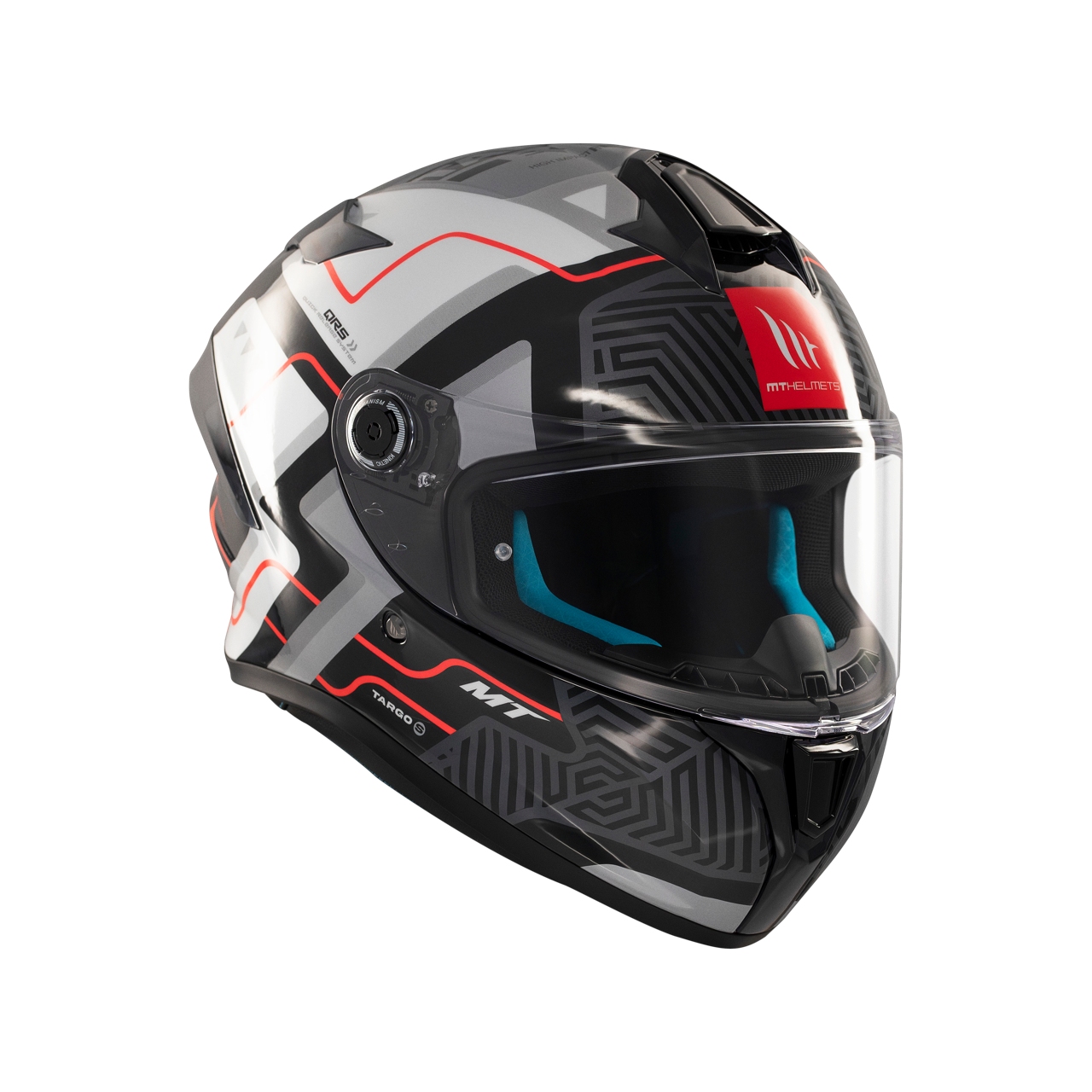 MT Helmets Targo S Brik — Black Silver Gloss (C0) — заден агол