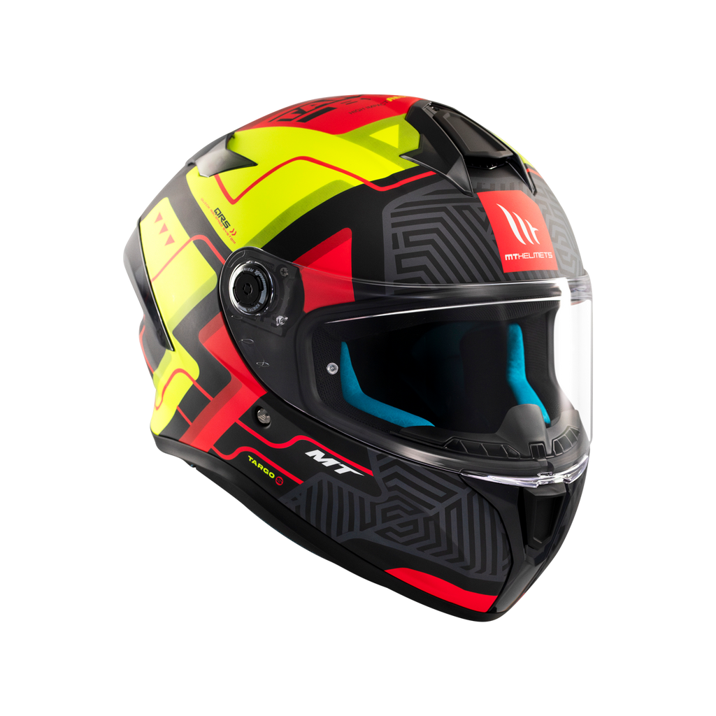 MT Helmets Targo S Brik — Black Green Red Matt (C3) — заден агол