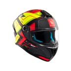 MT Helmets Targo S Brik — Black Green Red Matt (C3) — заден агол