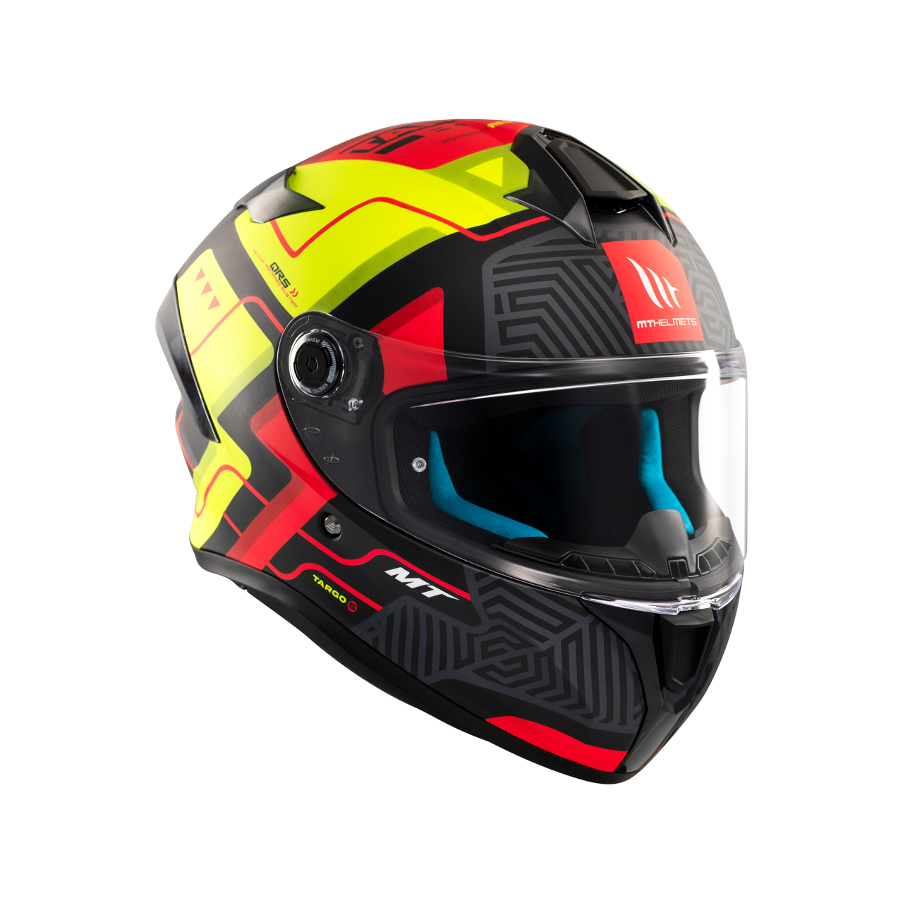 MT Helmets Targo S Brik — Black Green Red Matt (C3) — заден агол