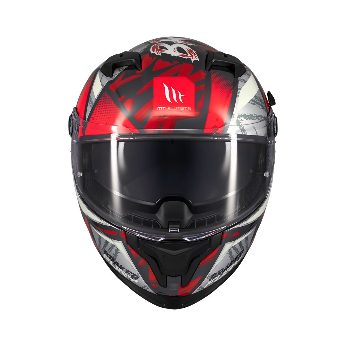 MT Helmets Braker SV Fury — Red Silver Gloss (C5) — заден агол