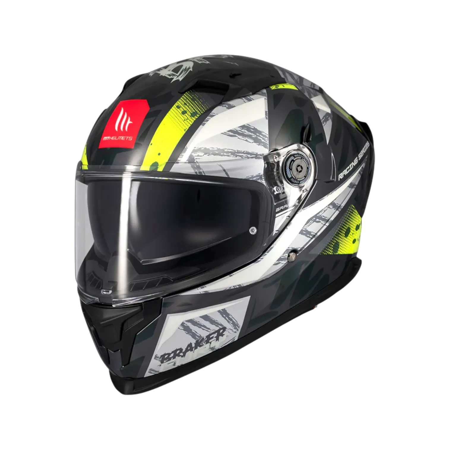 MT Helmets Braker SV Fury — Silver Green Gloss (C6)
