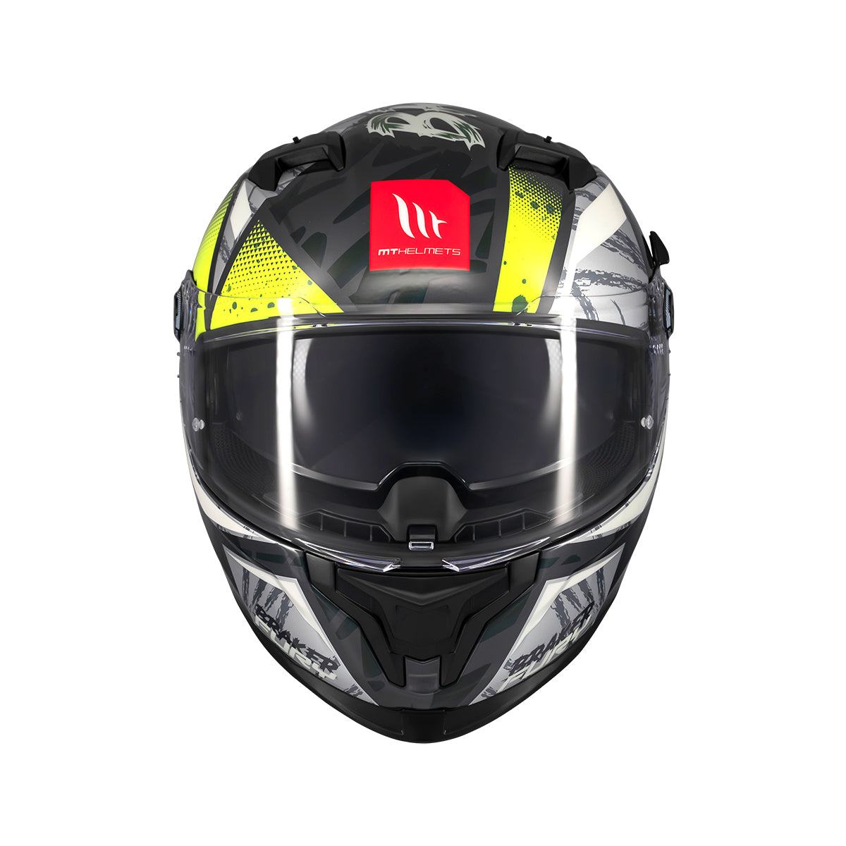 MT Helmets Braker SV Fury — Silver Green Gloss (C6) — заден агол
